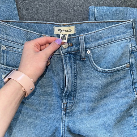 Madewell The Perfect Vintage Jean Raw Hem Straight Leg Jeans Light Wash - Picture 6 of 11